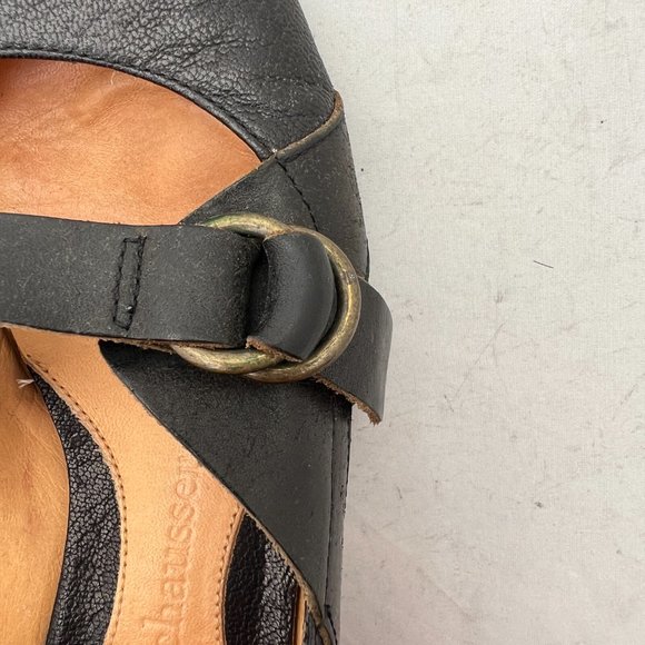 Chausser Black Leather Pointy Toe Mary Jane Low Heels US 6.5 - Picture 12 of 13